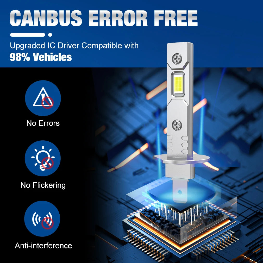 H1 H3 H7 LED Headlight Bulb Mini 60W 20000LM CSP for Car Headlamp Fan Light Auto Diode Fog Lamps 12V 6000K Automobile
