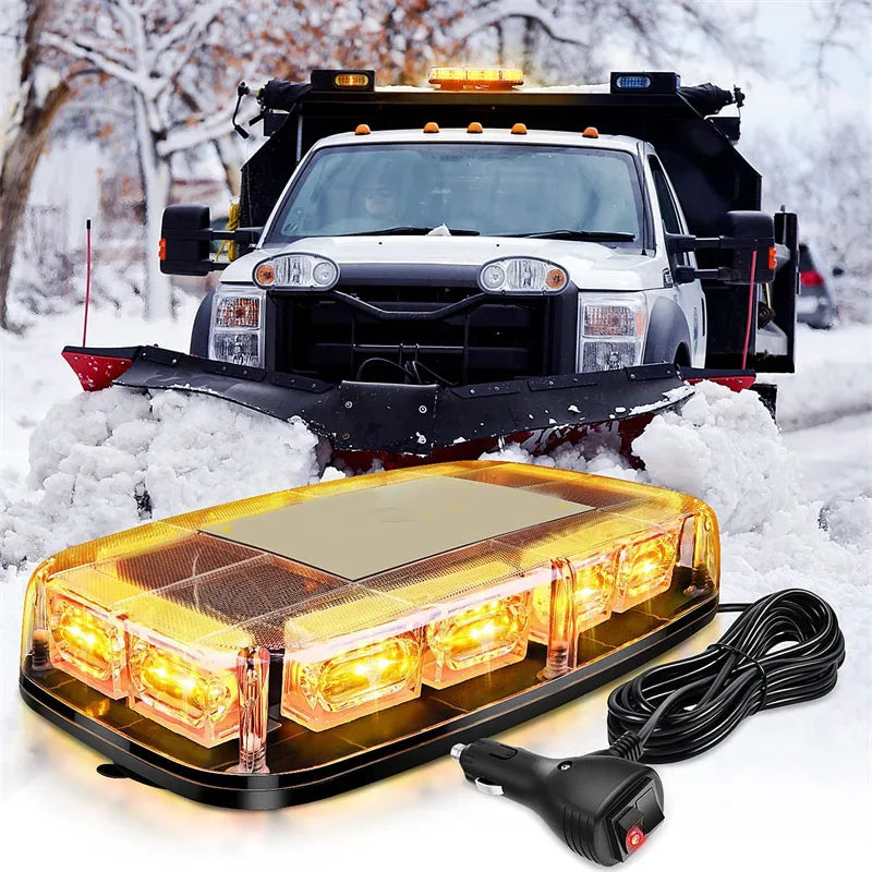 48LED Magnetic Rotating Flash Beacon Strobe Warning Light Roof Top Emergency Signal Lamps Car Flashing Lights Amber White