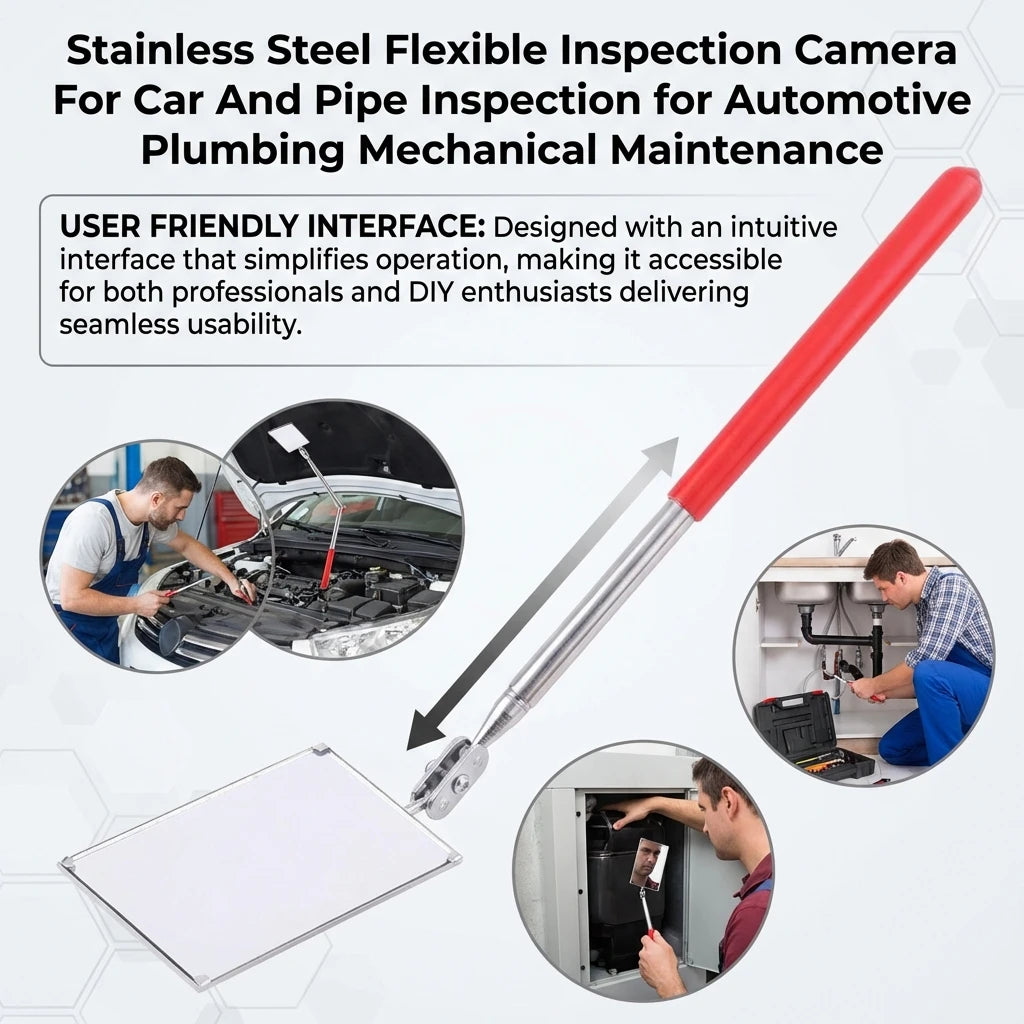 Telescoping Inspection Mirrors Mechanics Tool with Long Handle Adjustable Flexible Telescopic Mirror Mechanic Tools