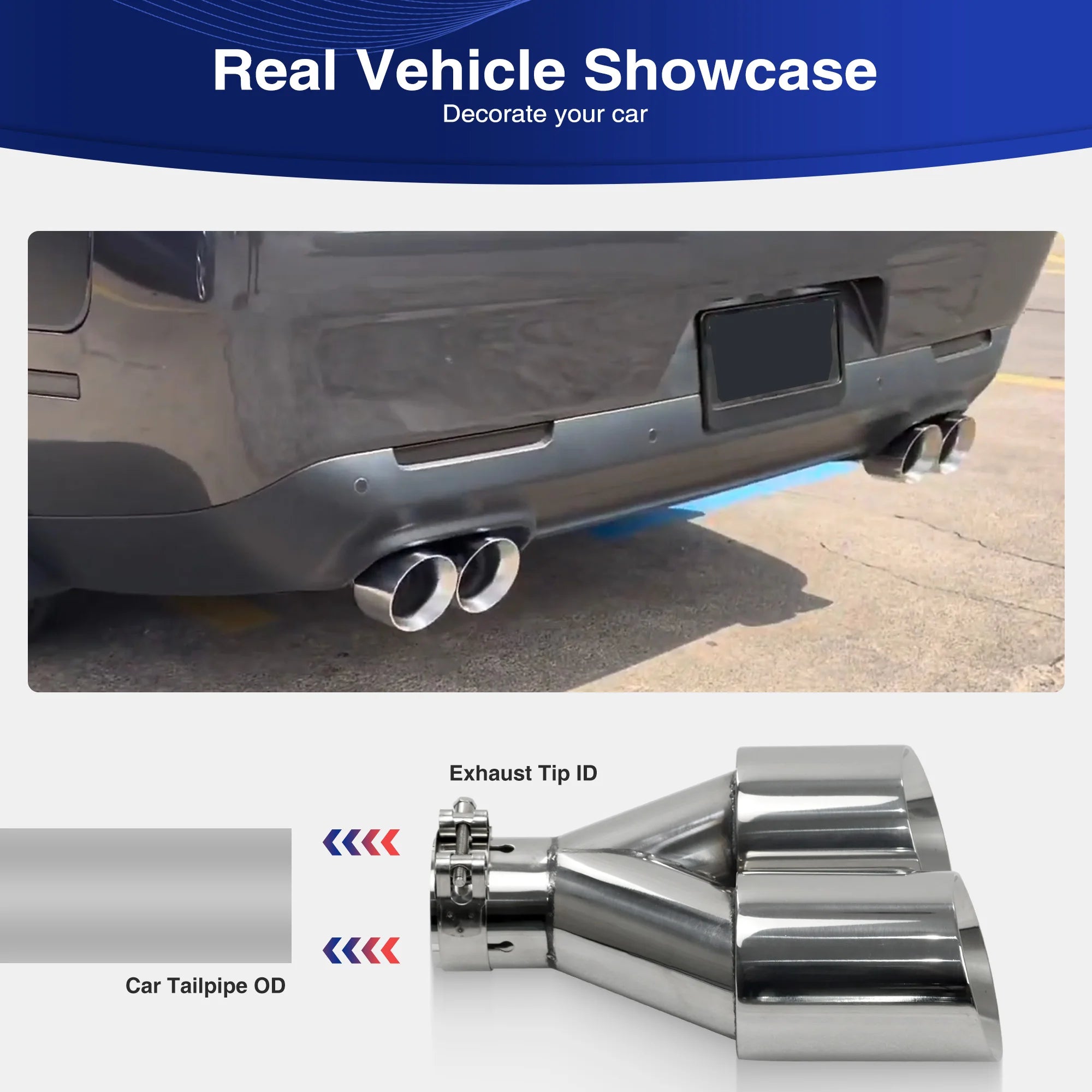 Exhaust Racing Car modify Exhaust Tips double Exit Exhaust Pipe Nozzle Decoration two-tier Stainless tail Pipes Muffler