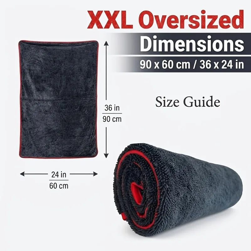 1 PCS XXL Extra Large Microfiber Car Drying Towel - Water Absorption Designed Suitable for Cars Trucks - Gray Fine Plush Cloth