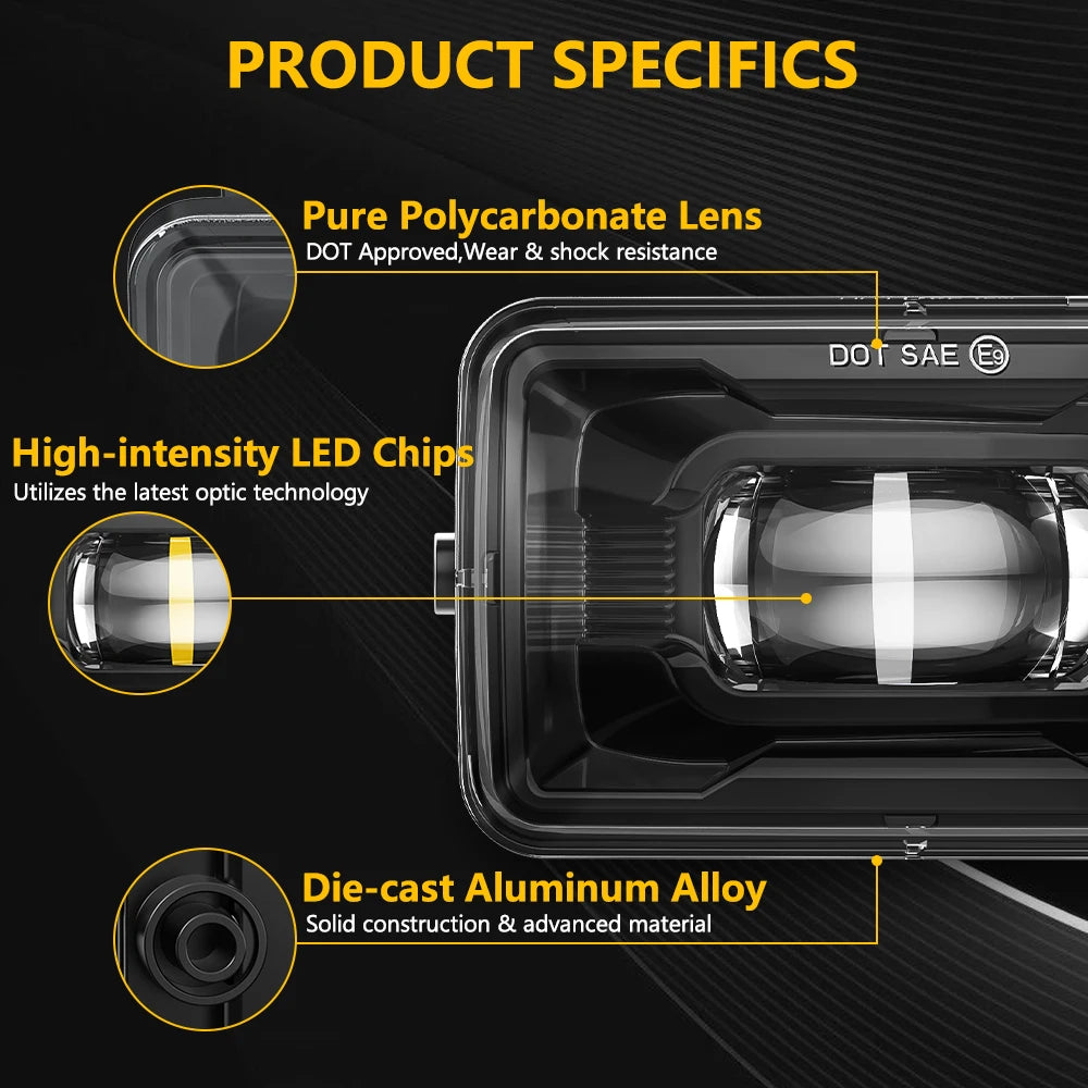 2025 New Waterproof LED Fog Lights with Dual Color DRL Amber Halo for Ford Super Duty 2017 2018