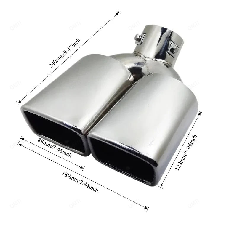 Exhaust Tip Universal Double Outlet Nozzle Rear Muffler Tip Stainless Steel Square Mouth Exhaust Pipe Muffler Car Accessories